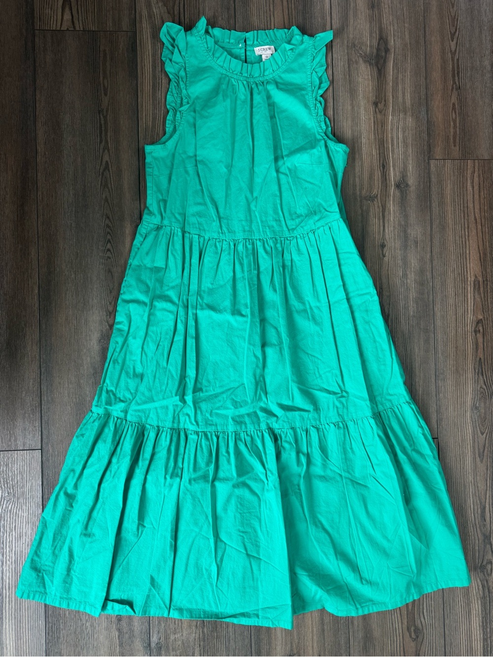 J Crew Women’s Sleeveless Ruffle Tiered Dress - Teal Green 0
